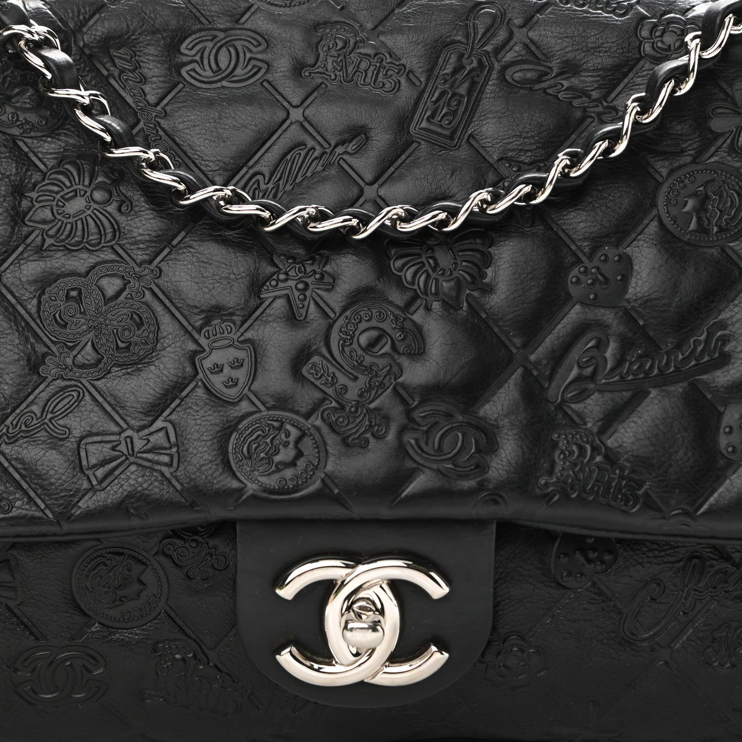 Chanel Calfskin Embossed Large Lucky Symbols Flap Black 7 of 10