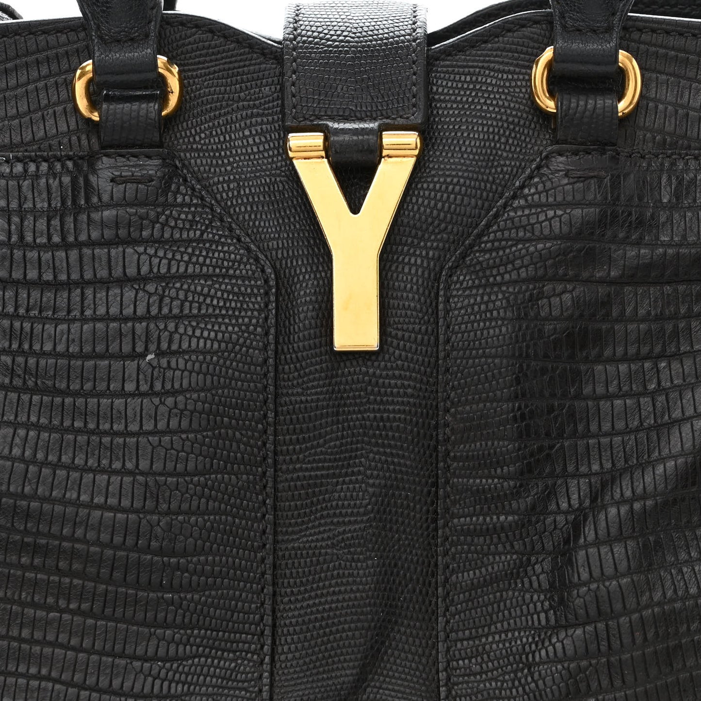Calfskin Lizard Embossed Small Cabas ChYc Black