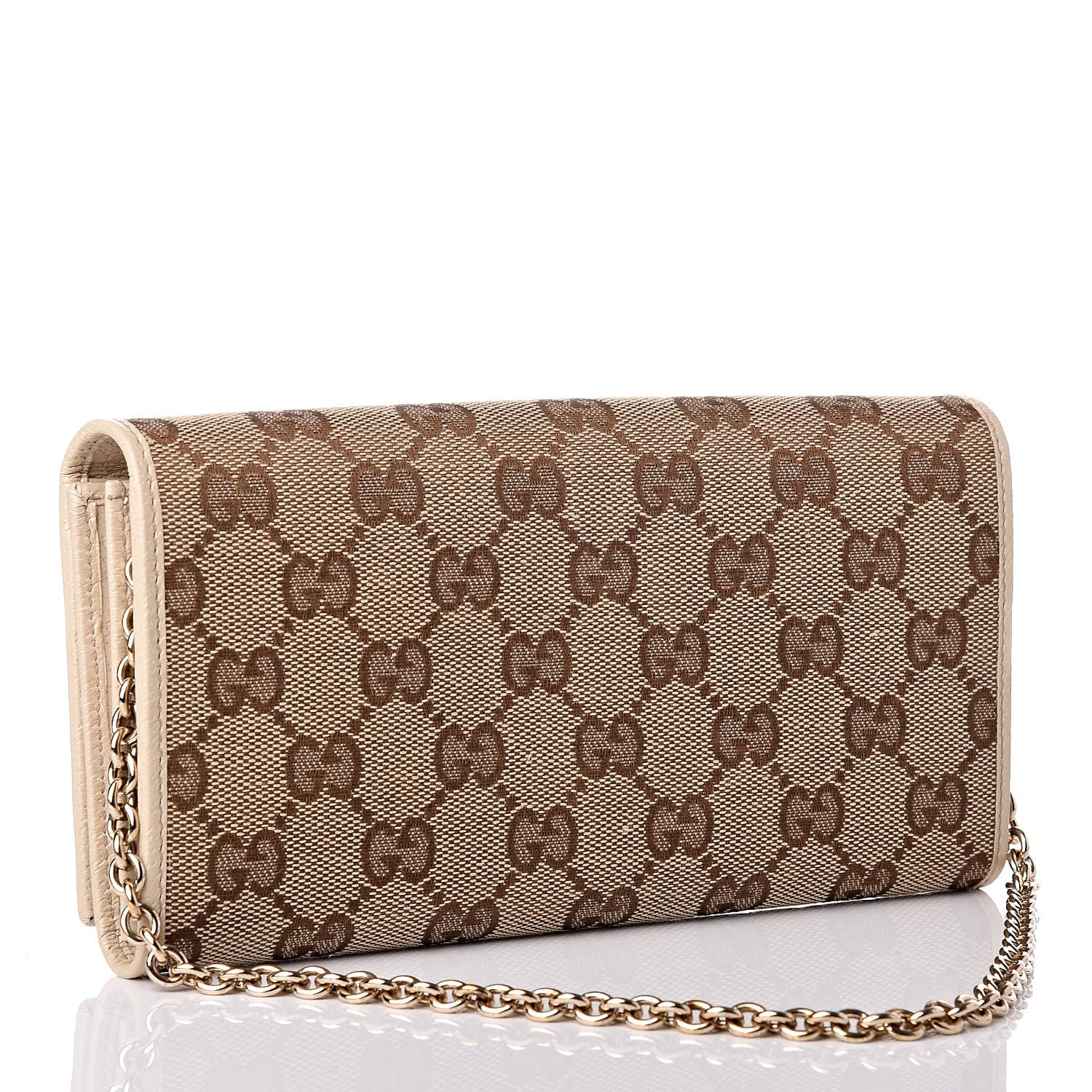 Gucci Monogram Metal Bar Chain Wallet Beige 3 of 7