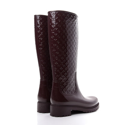 Louis Vuitton Rubber Embossed Monogram Splash Rain Boots 38 Burgundy 4 of 9