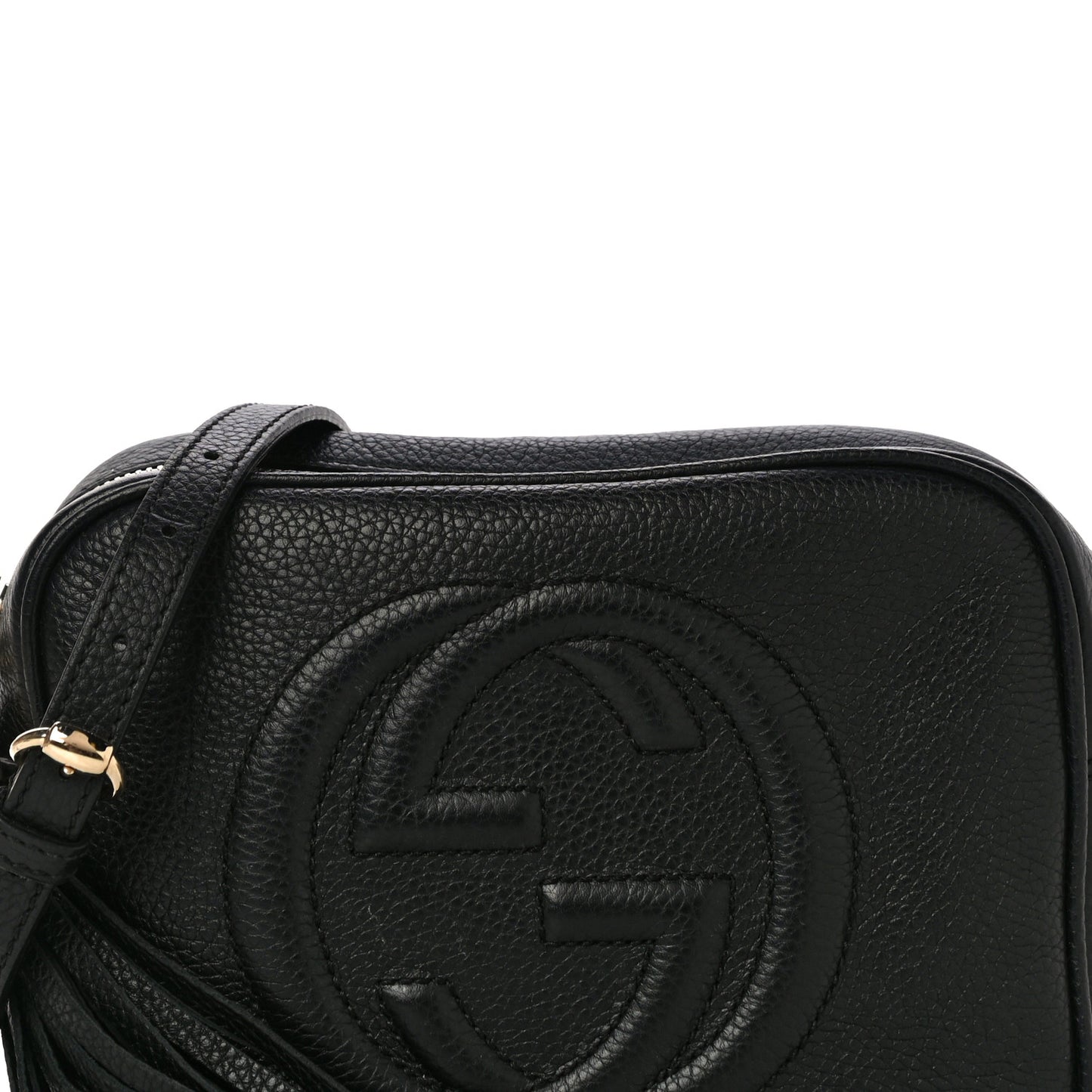 Pebbled Calfskin Small Soho Disco Bag Black