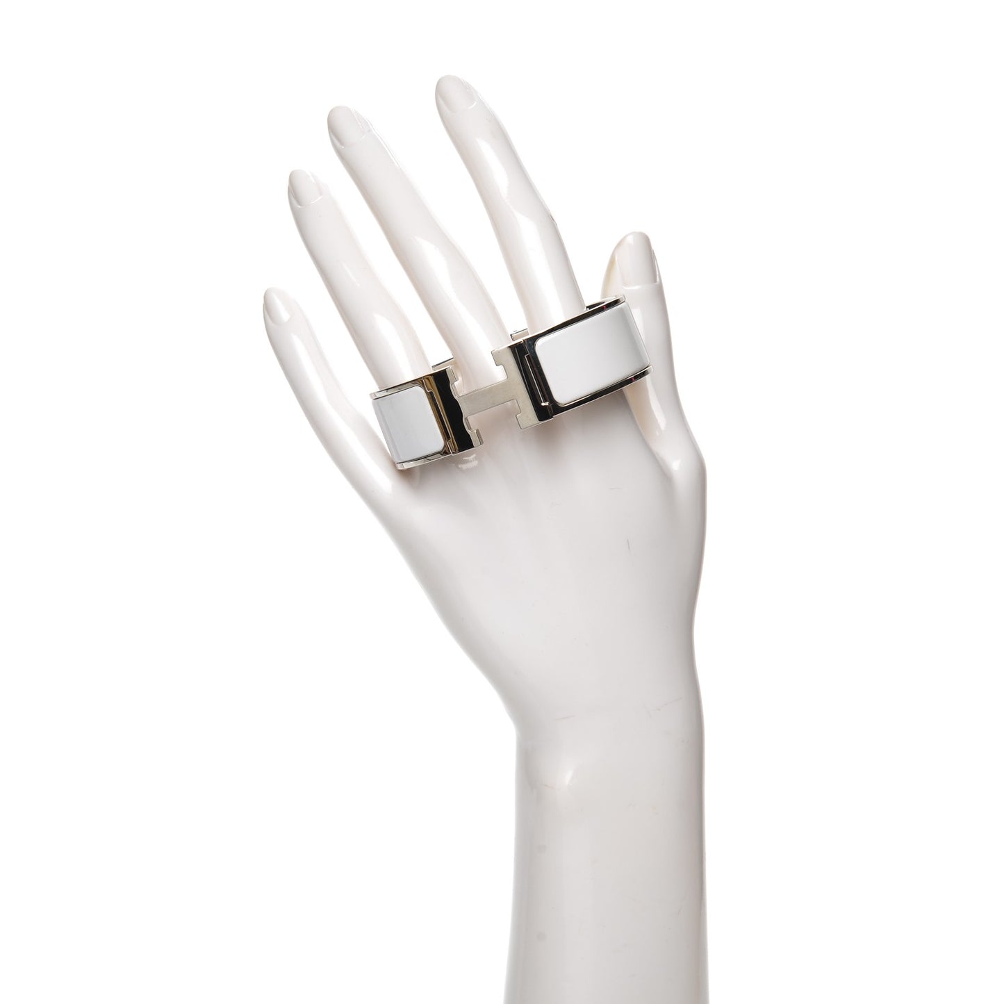 Enamel Wide Clic Clac H Bracelet GM White