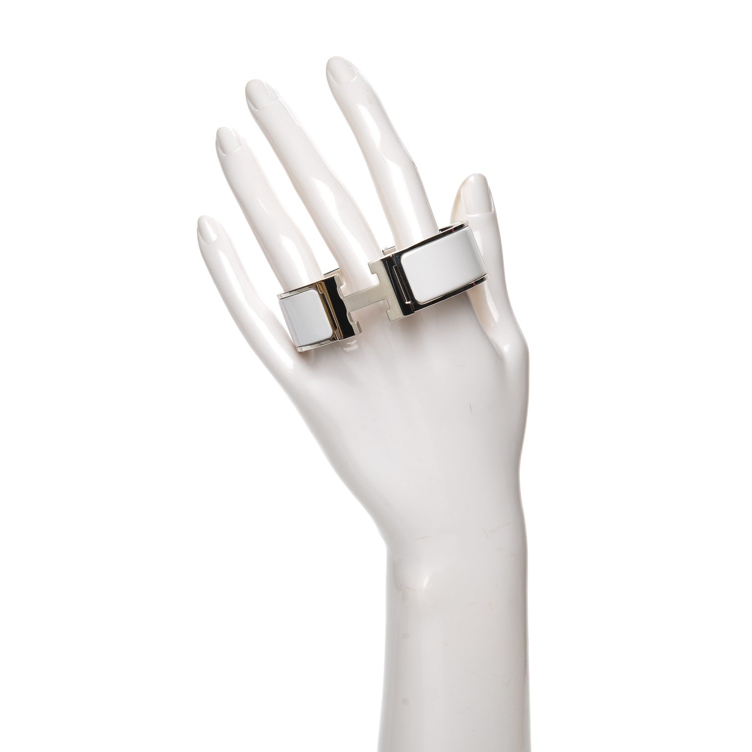 Hermes Enamel Wide Clic Clac H Bracelet GM White 2 of 5