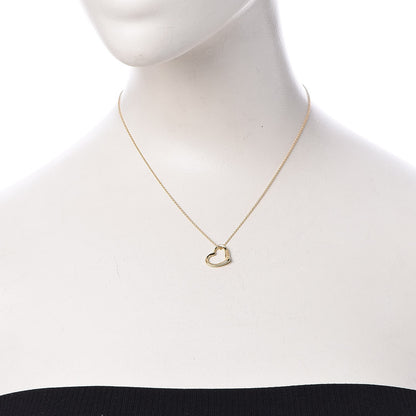 Tiffany 18K Yellow Gold Elsa Peretti Small Open Heart Pendant Necklace 2 of 8
