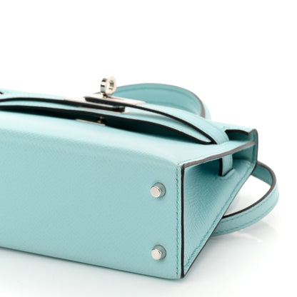 Hermes Epsom Mini Kelly Sellier 20 Bleu Zephyr 10 of 11