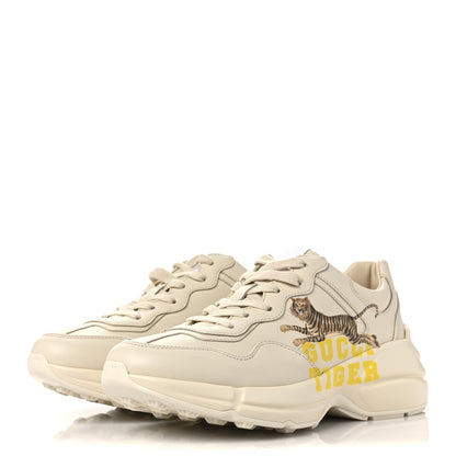 Gucci Calfskin Tiger Rhyton Sneakers 37.5 Ivory 3 of 7
