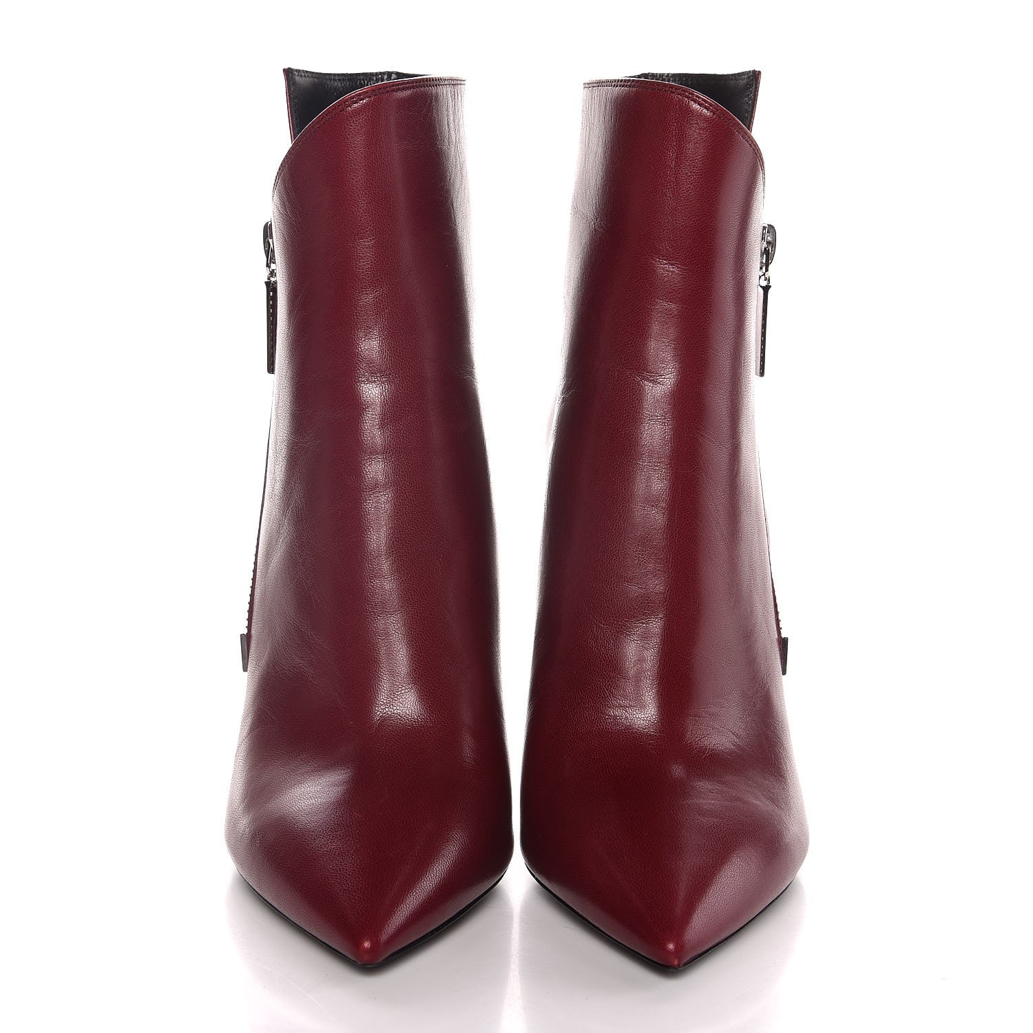 Saint Laurent Calfskin Niki Zip Boots 36 French Burgundy 2 of 9