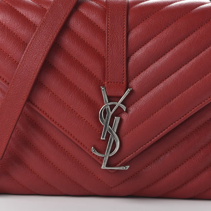 Saint Laurent Sheepskin Matelasse Chevron Monogram Medium College Bag Rouge 10 of 10