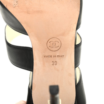 Chanel Lambskin CC Sandals 39 Black 8 of 10