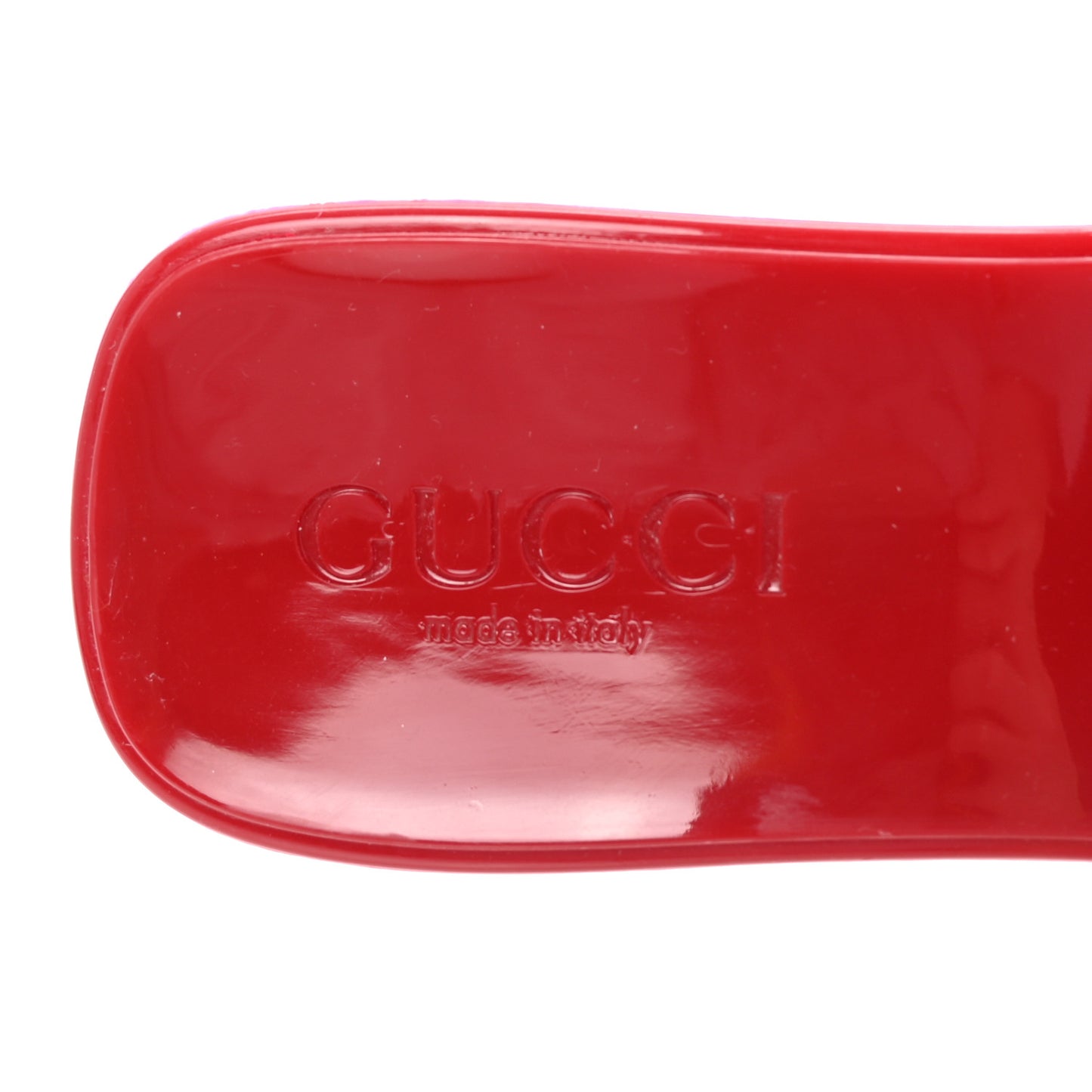 Rubber Gucci Logo Womens Platform 20/60mm Slide Sandals 35 Hibiscus Red