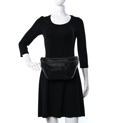 Fendi Vitello Grace King FF Lines Embossed Diagonal Belt Bag Black 2 of 8