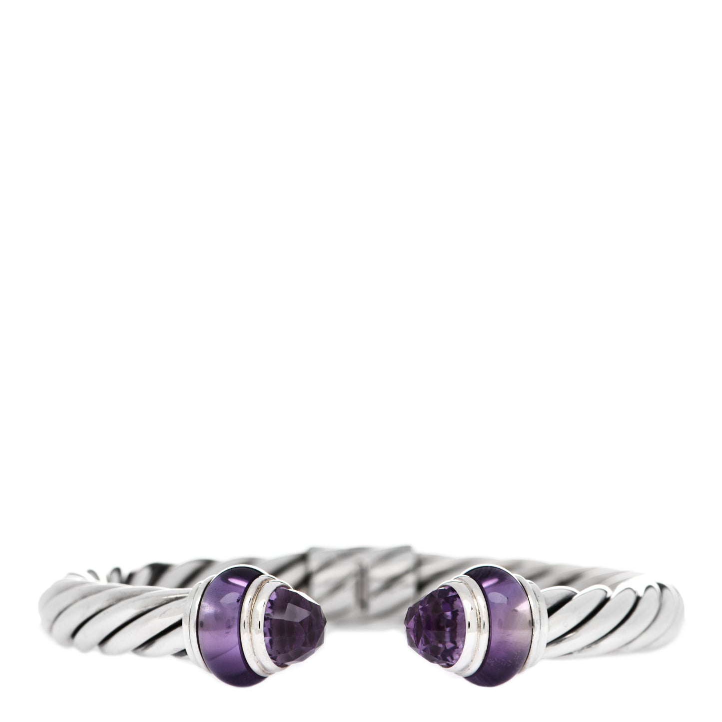 Sterling Silver Amethyst 8mm Cable Classics Hinged Bracelet