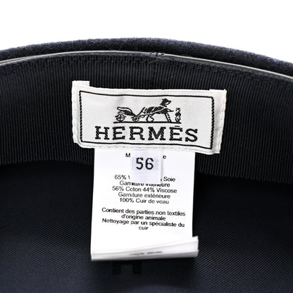 Hermes Broadcloth Newton Calfskin Dani Cap 56 Marine Black 8 of 8
