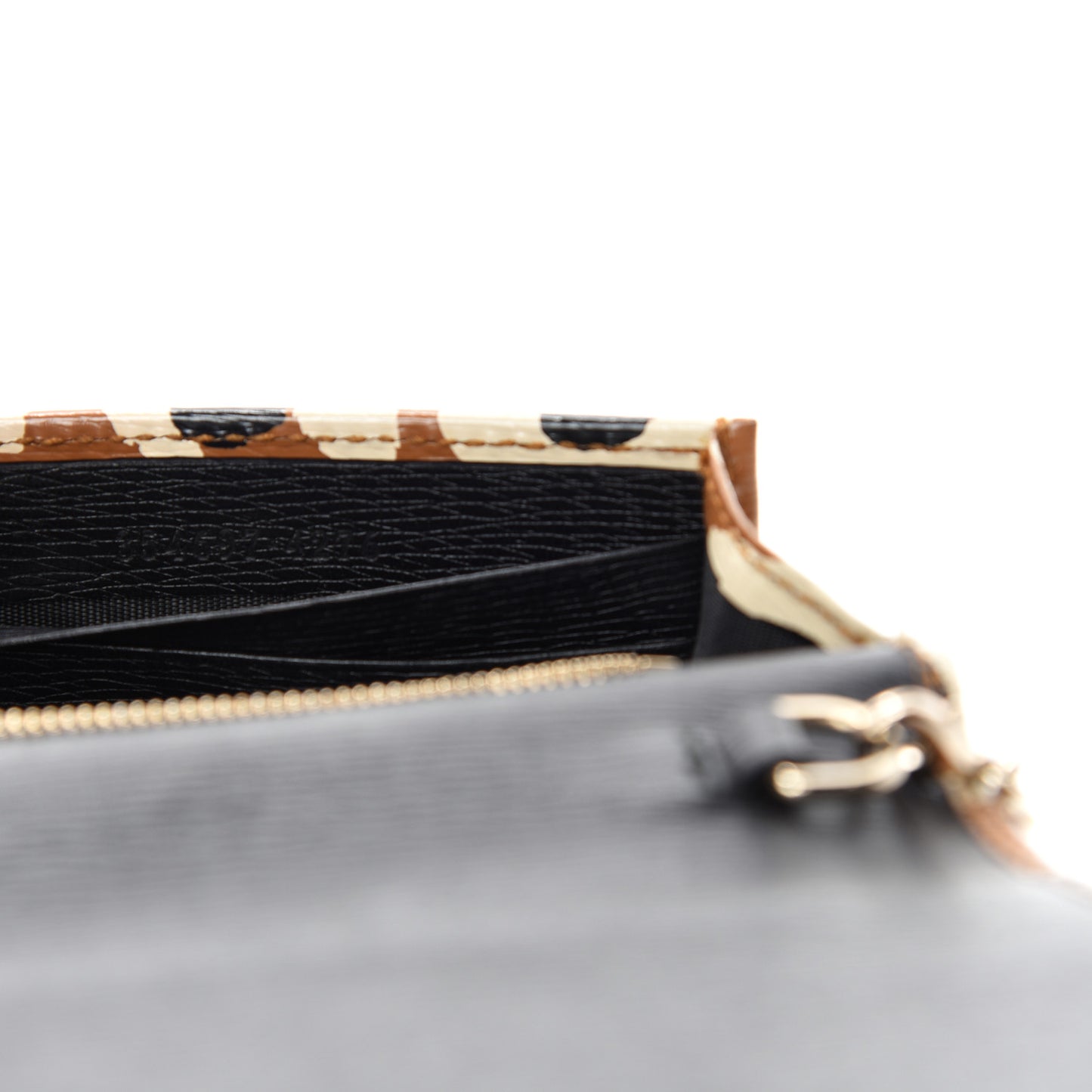 Patent Leopard Print Betty Chain Wallet Tobacco Black