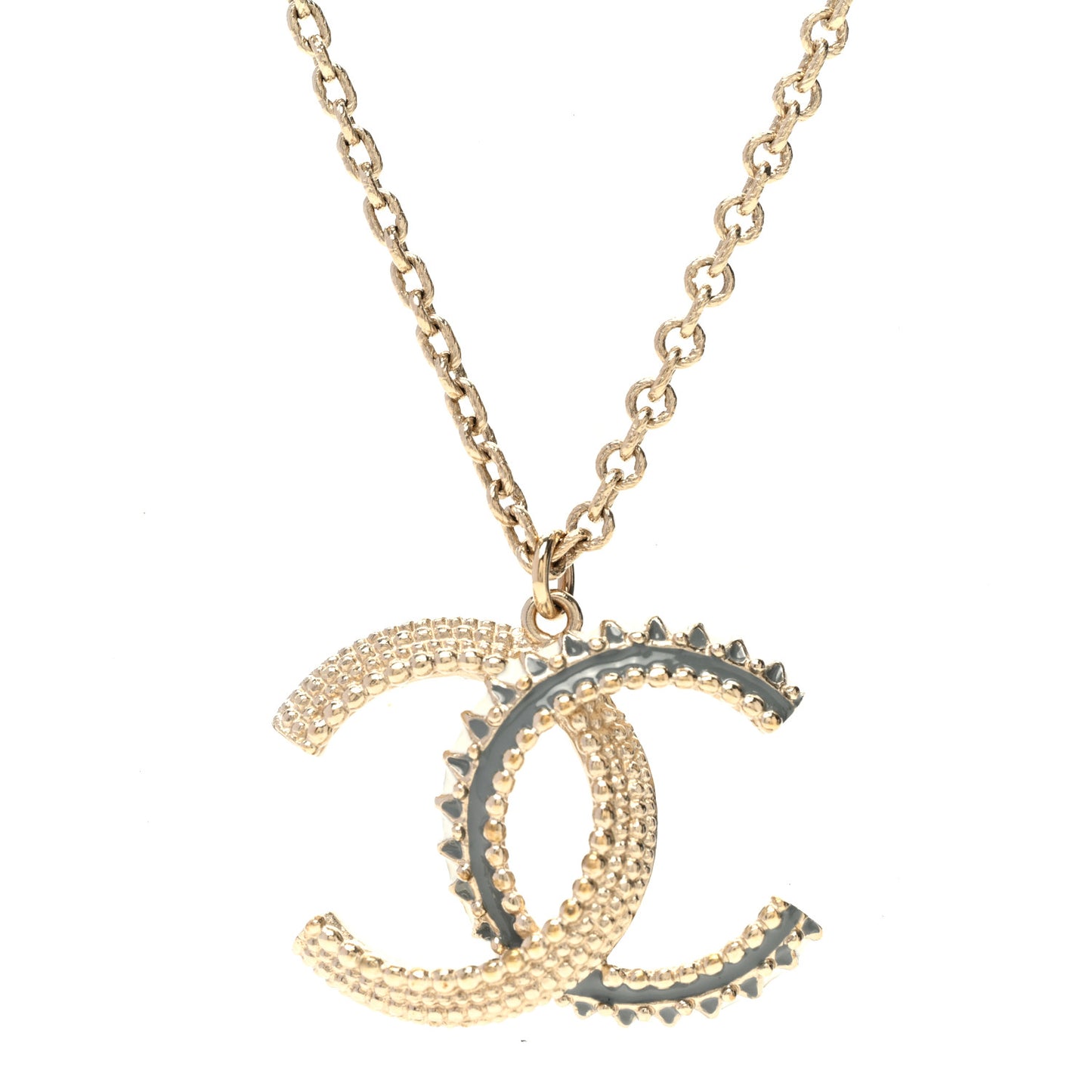 Enamel CC Necklace Gold Grey
