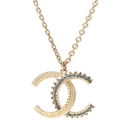 Chanel Enamel CC Necklace Gold Grey 1 of 6