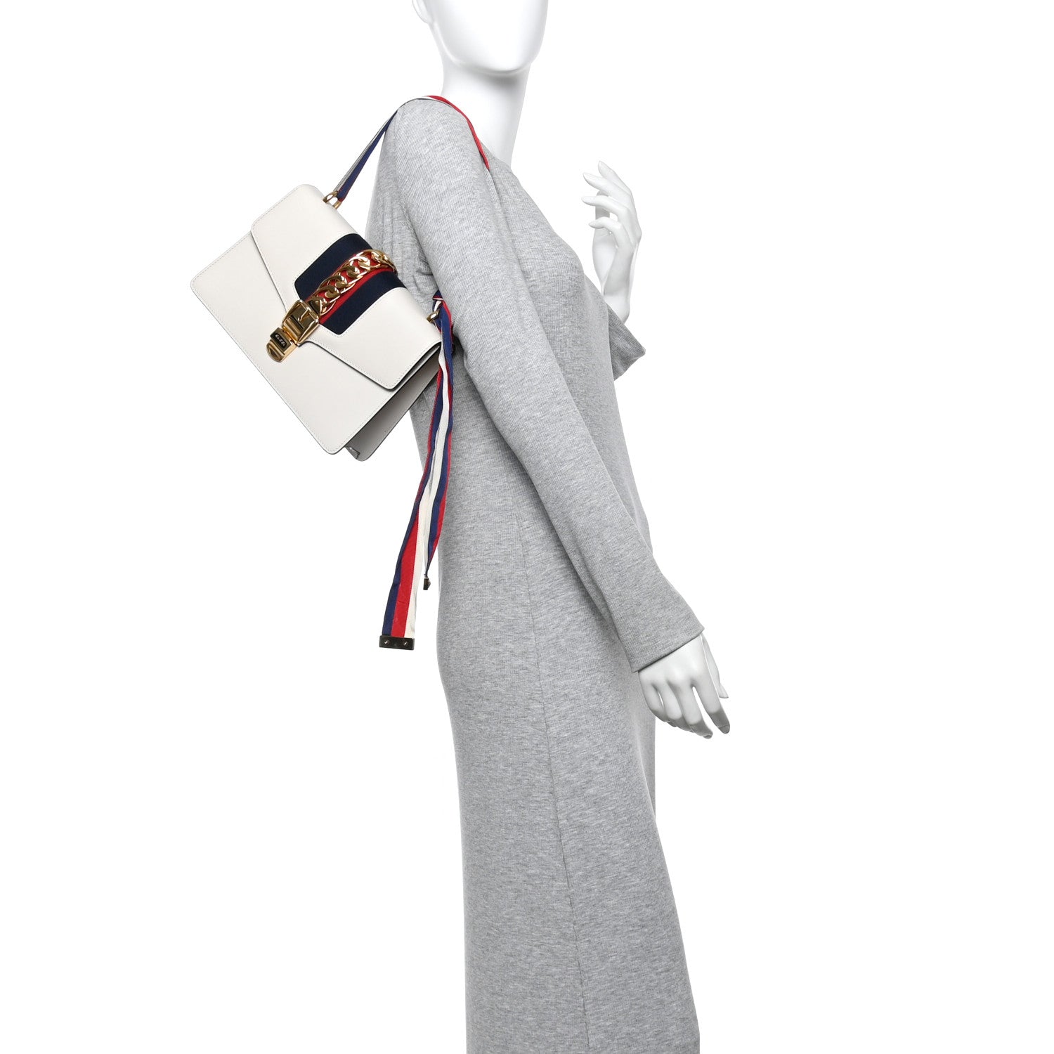 Gucci Calfskin Small Sylvie Shoulder Bag Off White 2 of 10