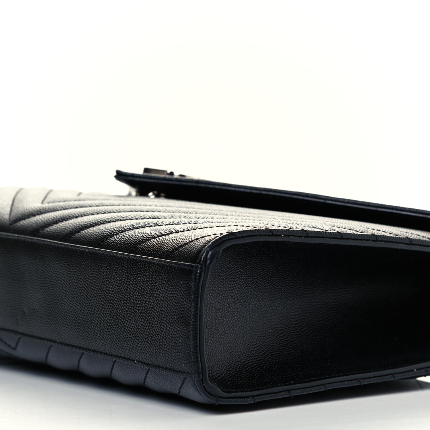 Saint Laurent Grain De Poudre Matelasse Chevron Large Monogram Satchel Black 10 of 11