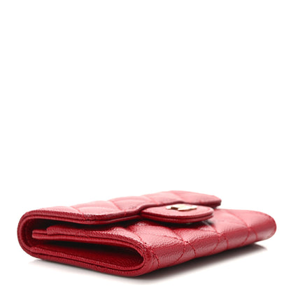 Chanel Caviar Quilted Flap Card Holder Wallet Red 4 of 10