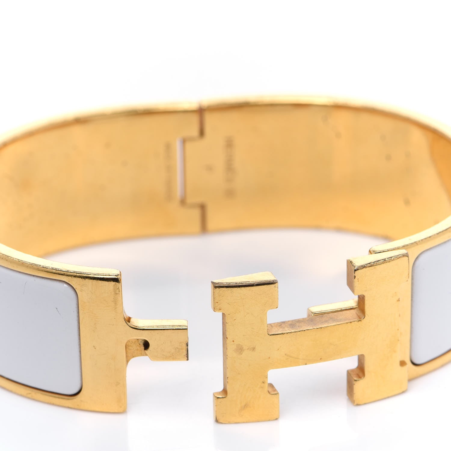 Hermes Enamel Wide Clic Clac H Bracelet PM White 5 of 10