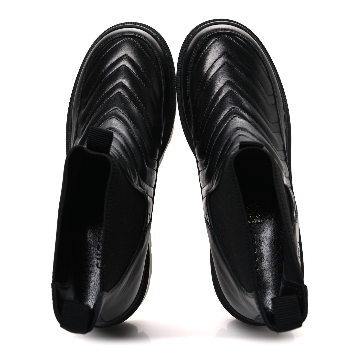 Calfskin Nappa Matelasse Frances Chelsea Boots 38.5 Black