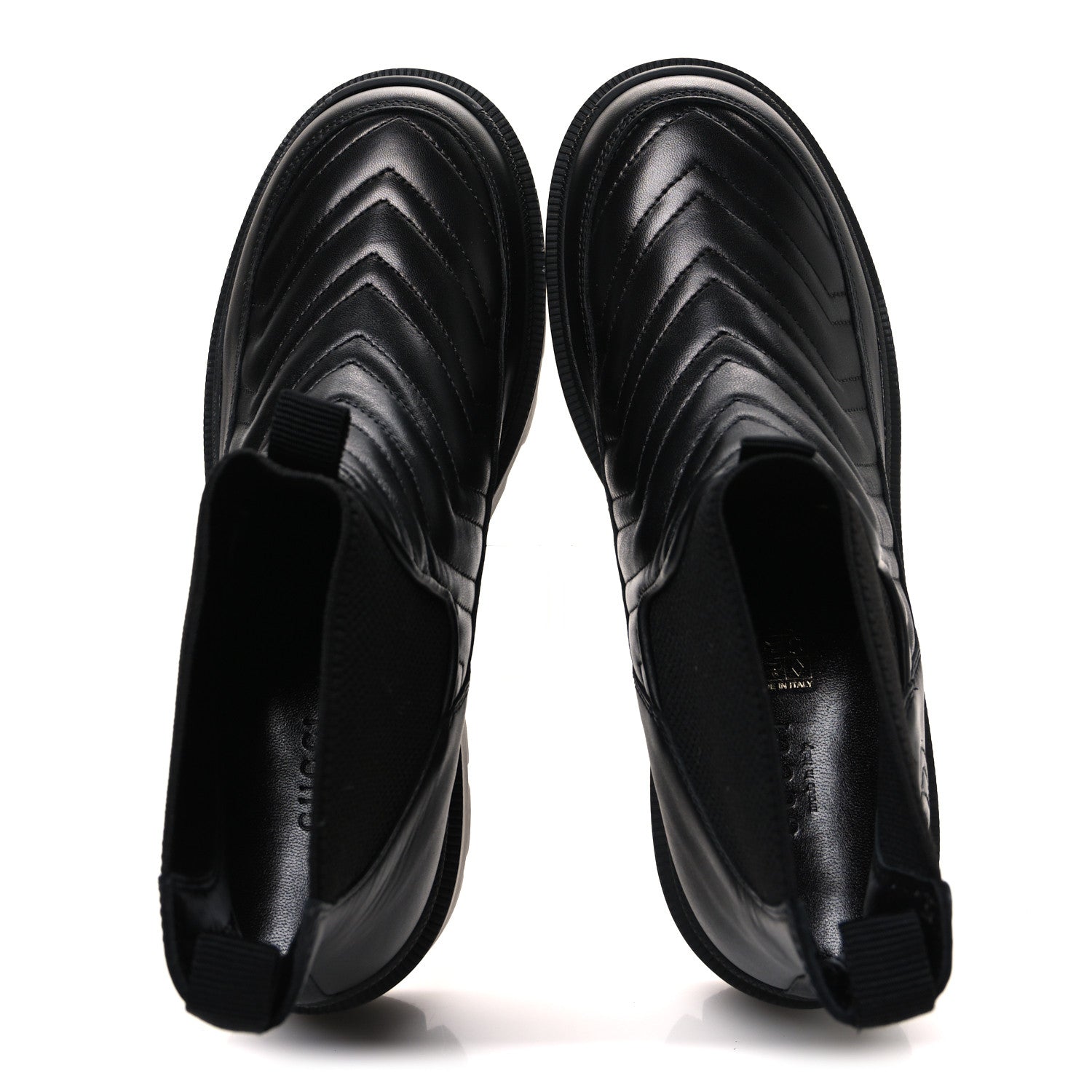 Gucci Calfskin Nappa Matelasse Frances Chelsea Boots 38.5 Black 2 of 13