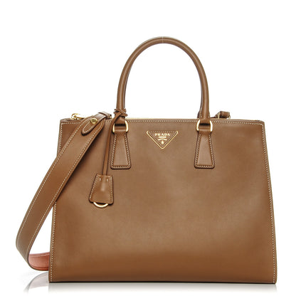 Prada City Calf Medium Galleria Double Zip Tote Cannella 1 of 6