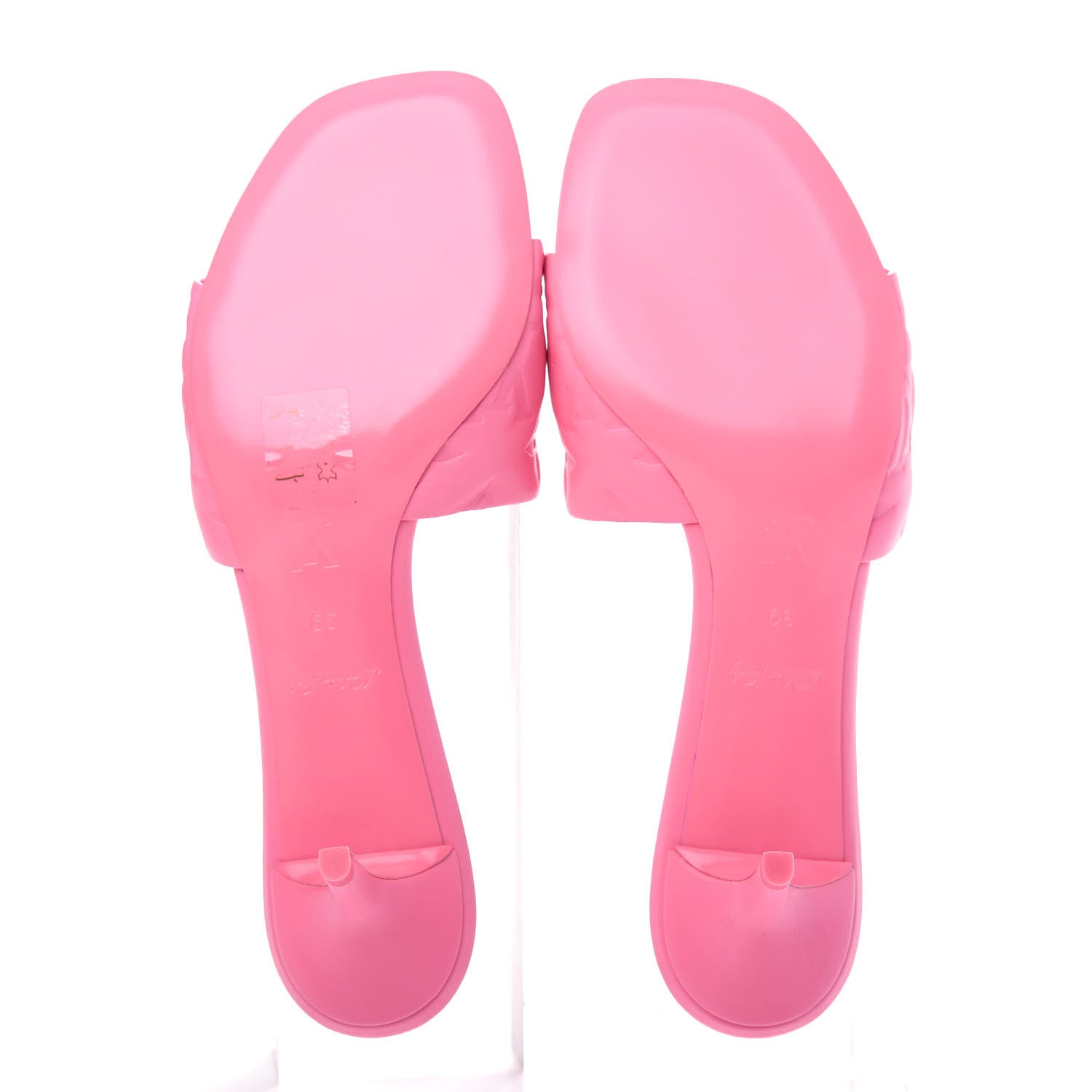 Louis Vuitton Lambskin Embossed Monogram Revival Mid Heel Mules 39 Rose Pop 6 of 11