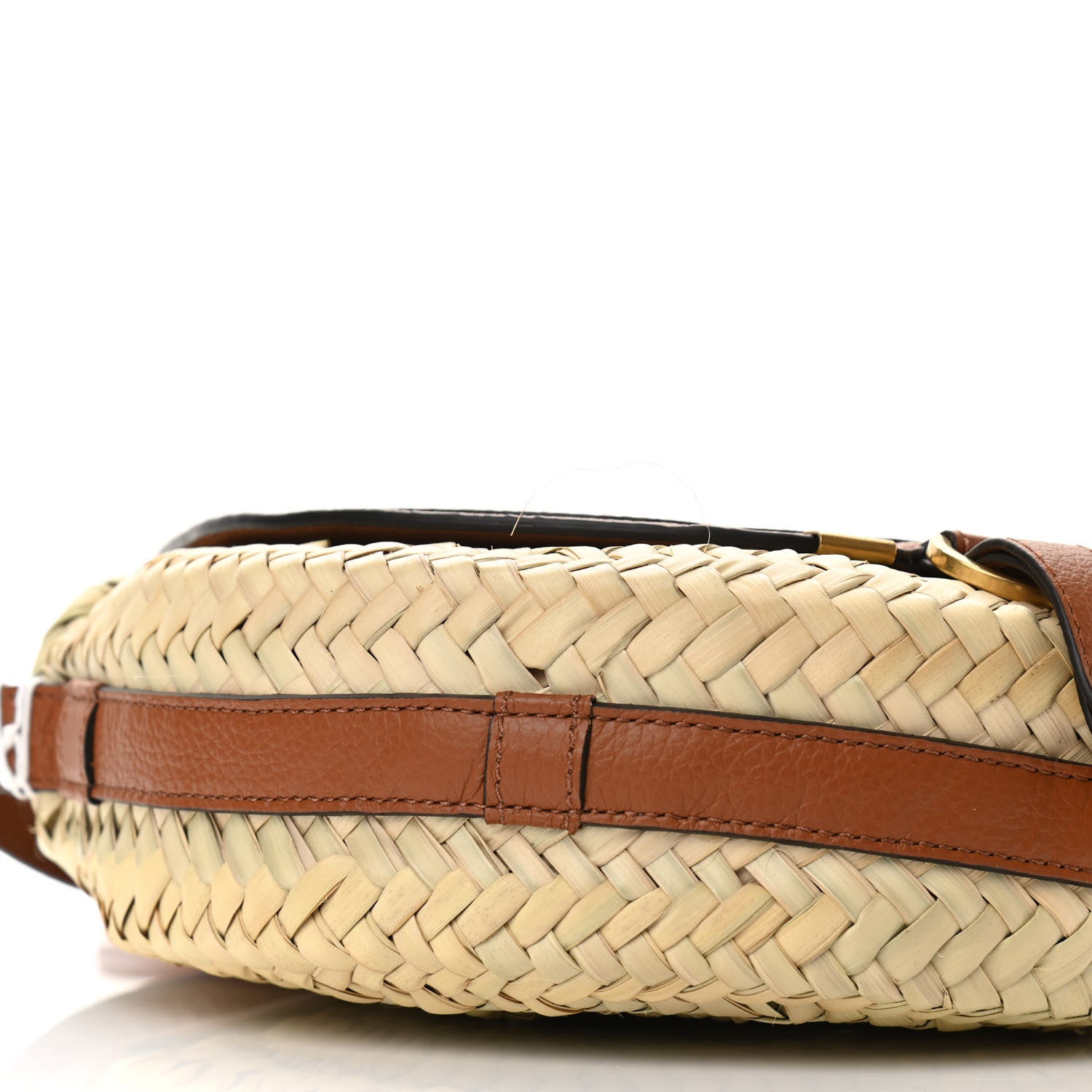 Chloe Raffia Small Grain Calfskin Small Marcie Basket Crossbody Tan 8 of 9