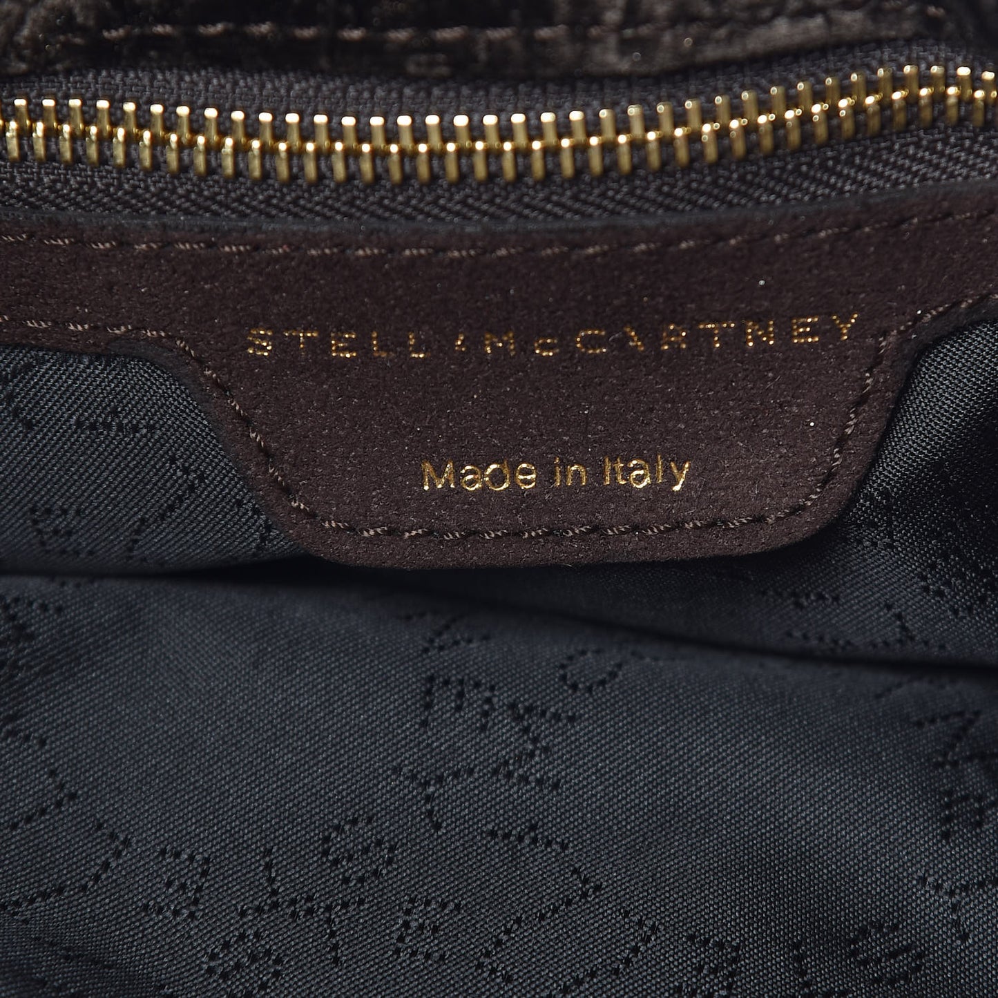 Metallic Snake Embossed Velvet Falabella Fold Over Tote Brown