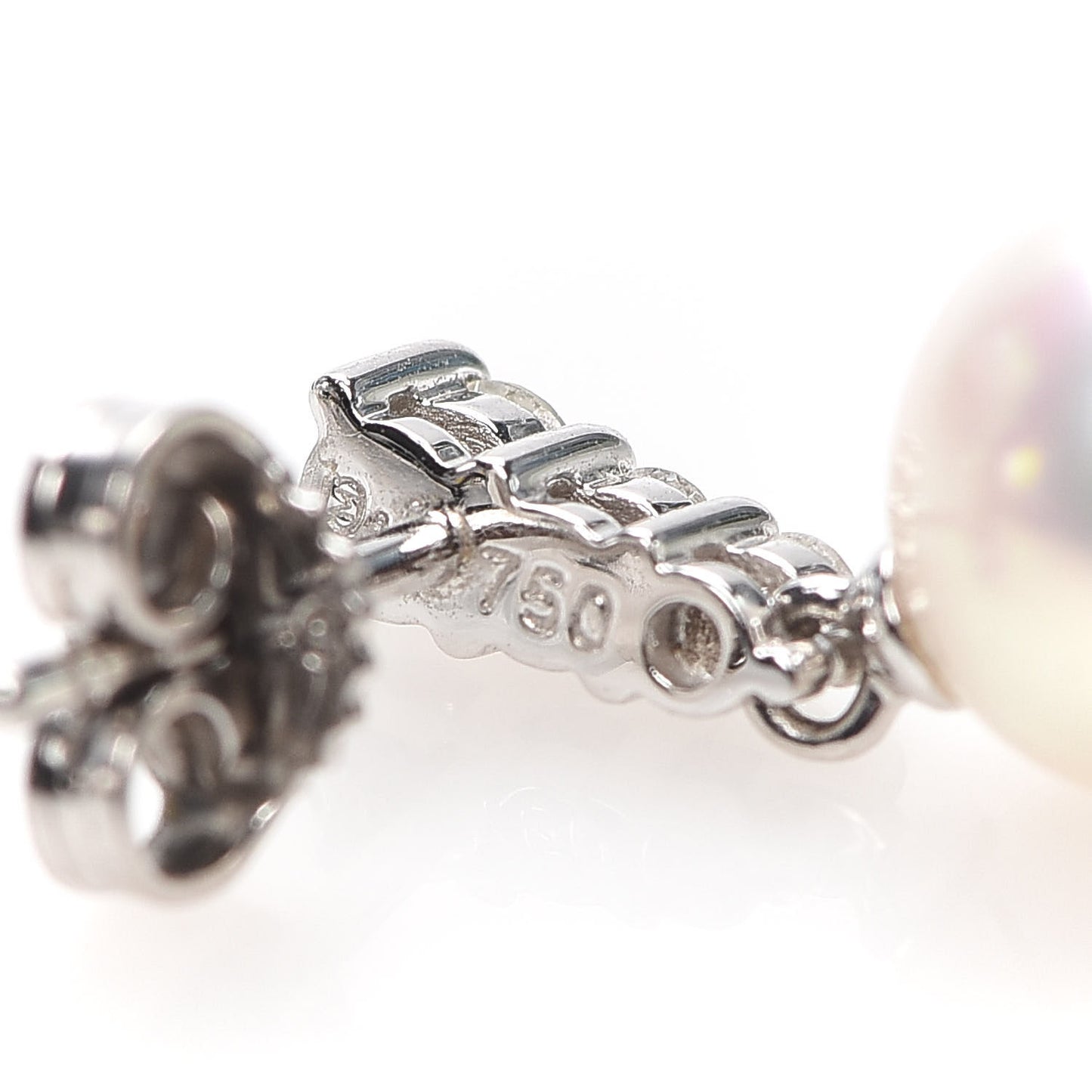 18K White Gold Diamond Akoya Pearl 8mm Morning Dew Earrings