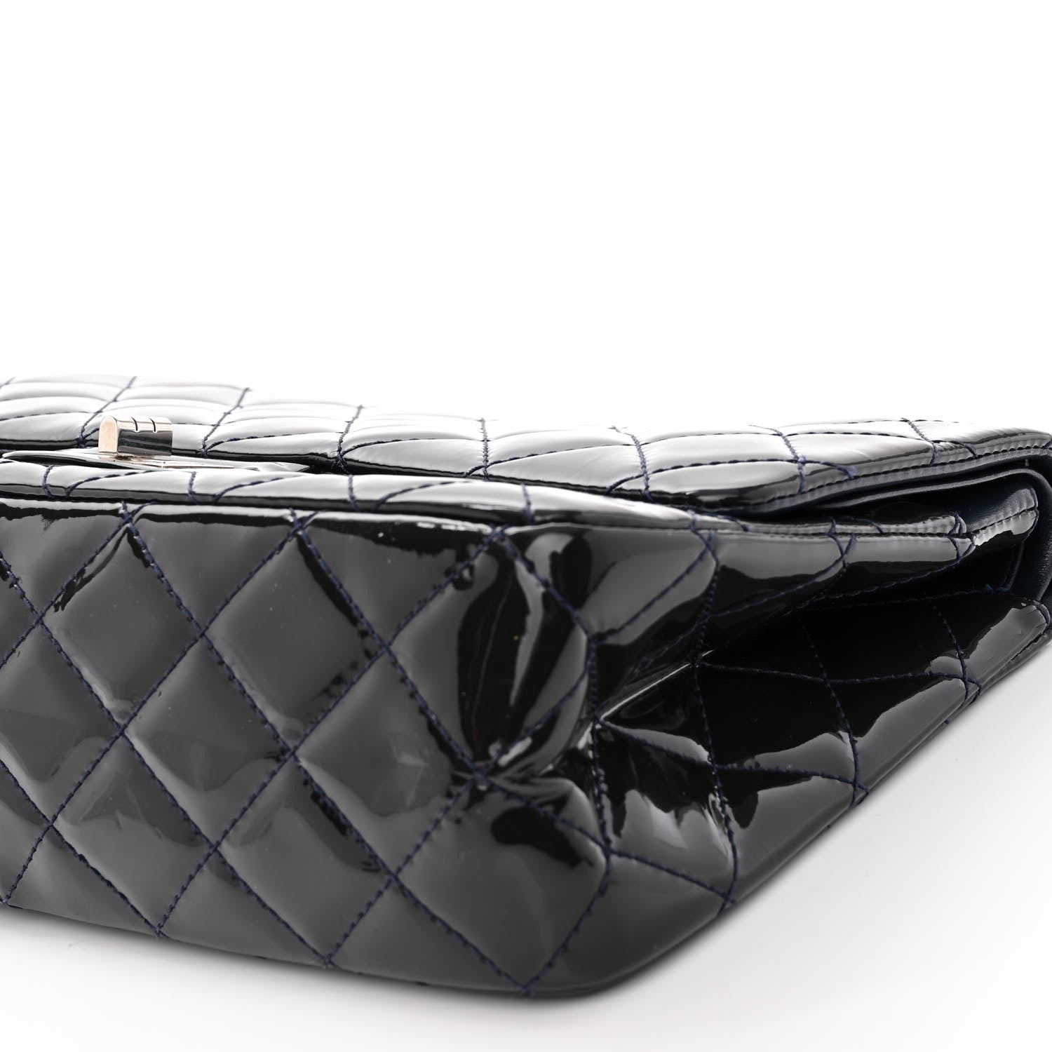 Chanel Distressed Patent Quilted 2.55 Reissue 227 Flap Dark Blue 10 of 10