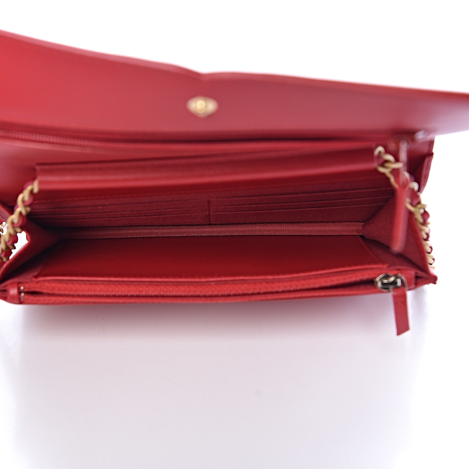 Chanel Caviar Quilted CC Filigree Wallet On Chain WOC Red 5 of 11