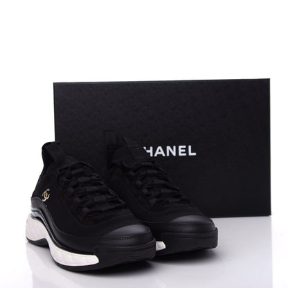 Chanel Velvet Calfskin Mixed Fibers CC Sneakers 38 Black 11 of 11