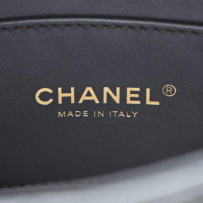 Chanel Metallic Lambskin Quilted Logo Charm Mini Chain Flap Grey 6 of 10