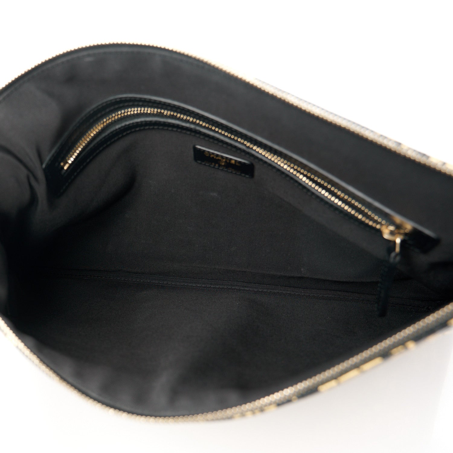 Chanel Calfskin Crocodile Embossed Graffiti 2.55 Medium Cocodile Reissue Cosmetic Case Black Gold 5 of 9