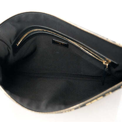 Chanel Calfskin Crocodile Embossed Graffiti 2.55 Medium Cocodile Reissue Cosmetic Case Black Gold 5 of 9