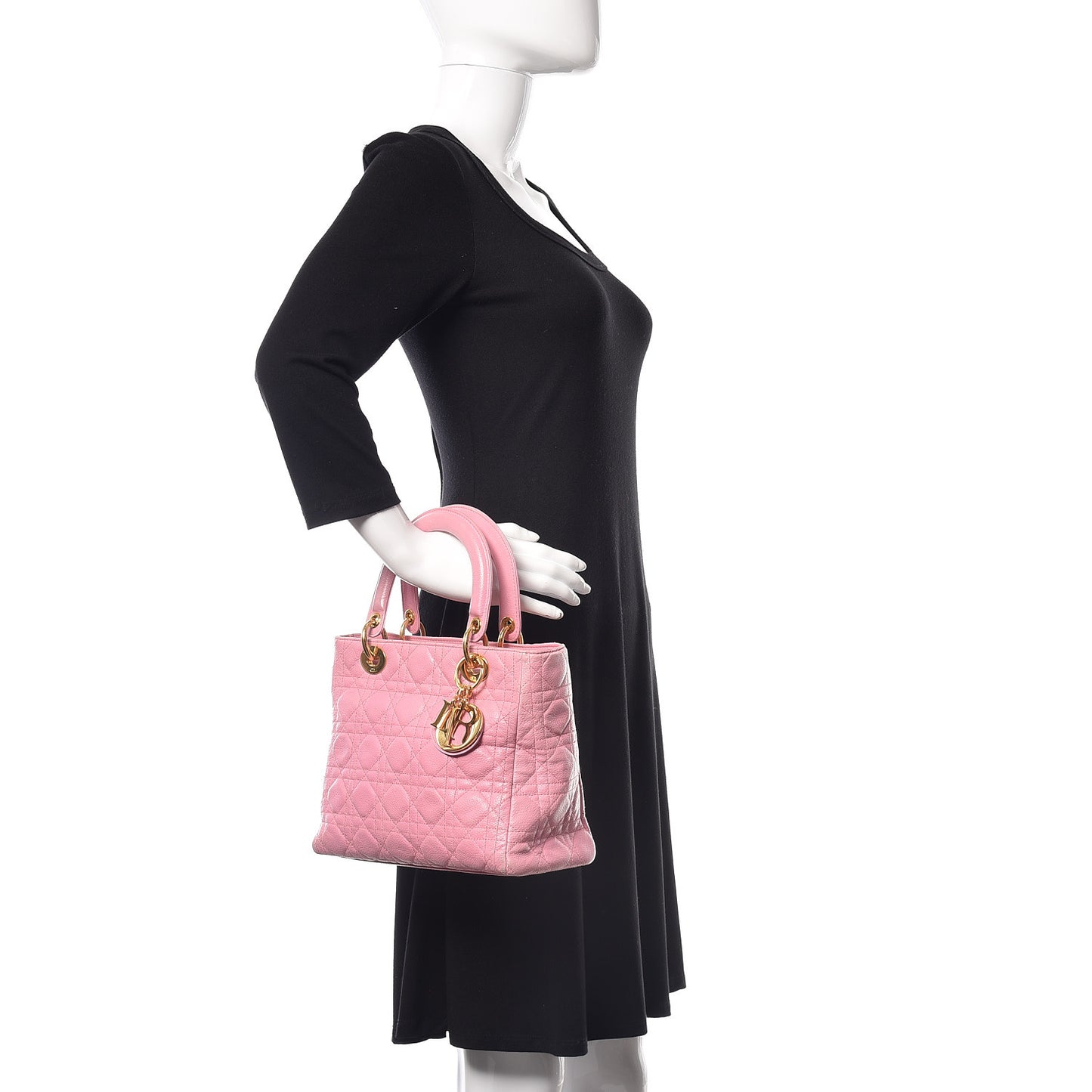 Grained Calfskin Cannage Medium Lady Dior Pink