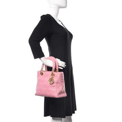 Christian Dior Grained Calfskin Cannage Medium Lady Dior Pink 2 of 29
