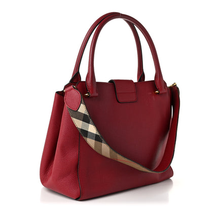 Burberry Soft Grain Calfskin Medium Buckle Tote Parade Red 4 of 21