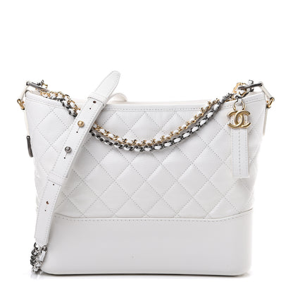 Chanel Patent Goatskin Quilted Medium Gabrielle Hobo White 1 of 11