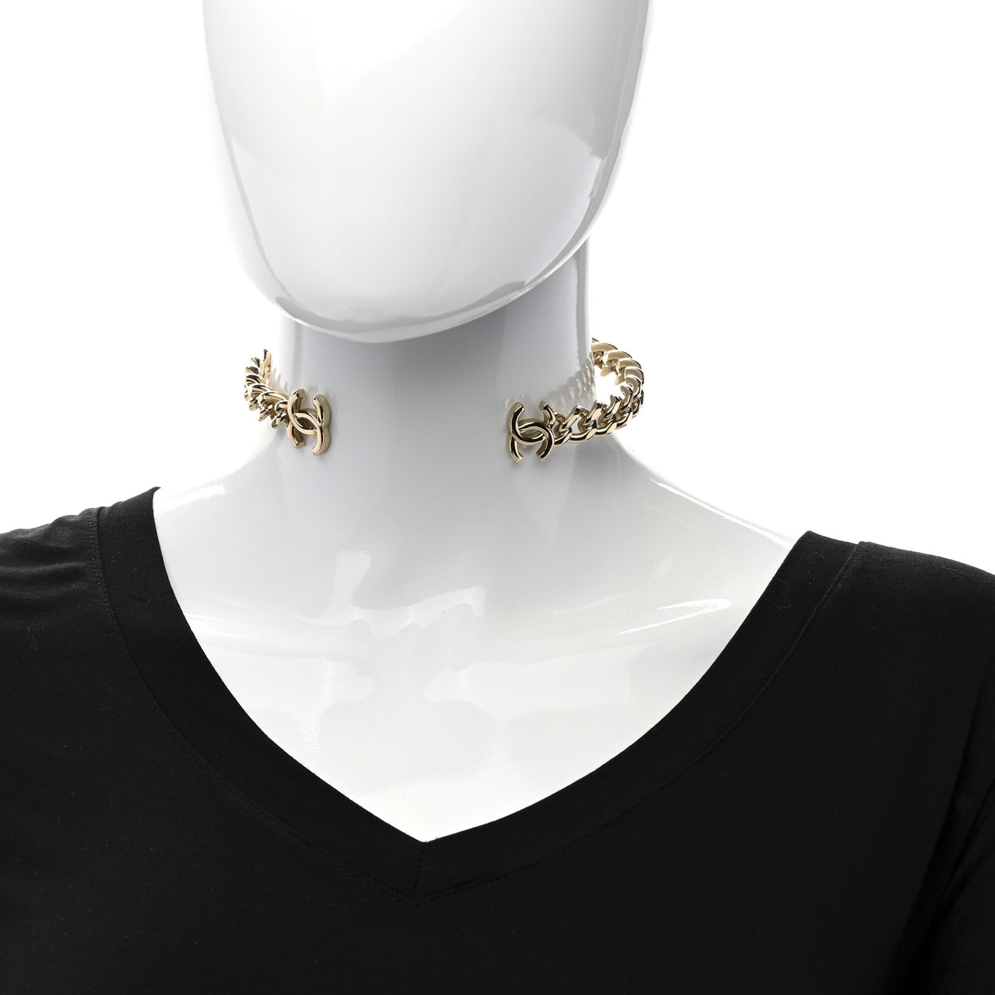 Metal CC Chain Link Choker Necklace S Gold