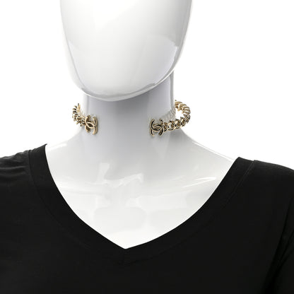 Chanel Metal CC Chain Link Choker Necklace S Gold 3 of 5