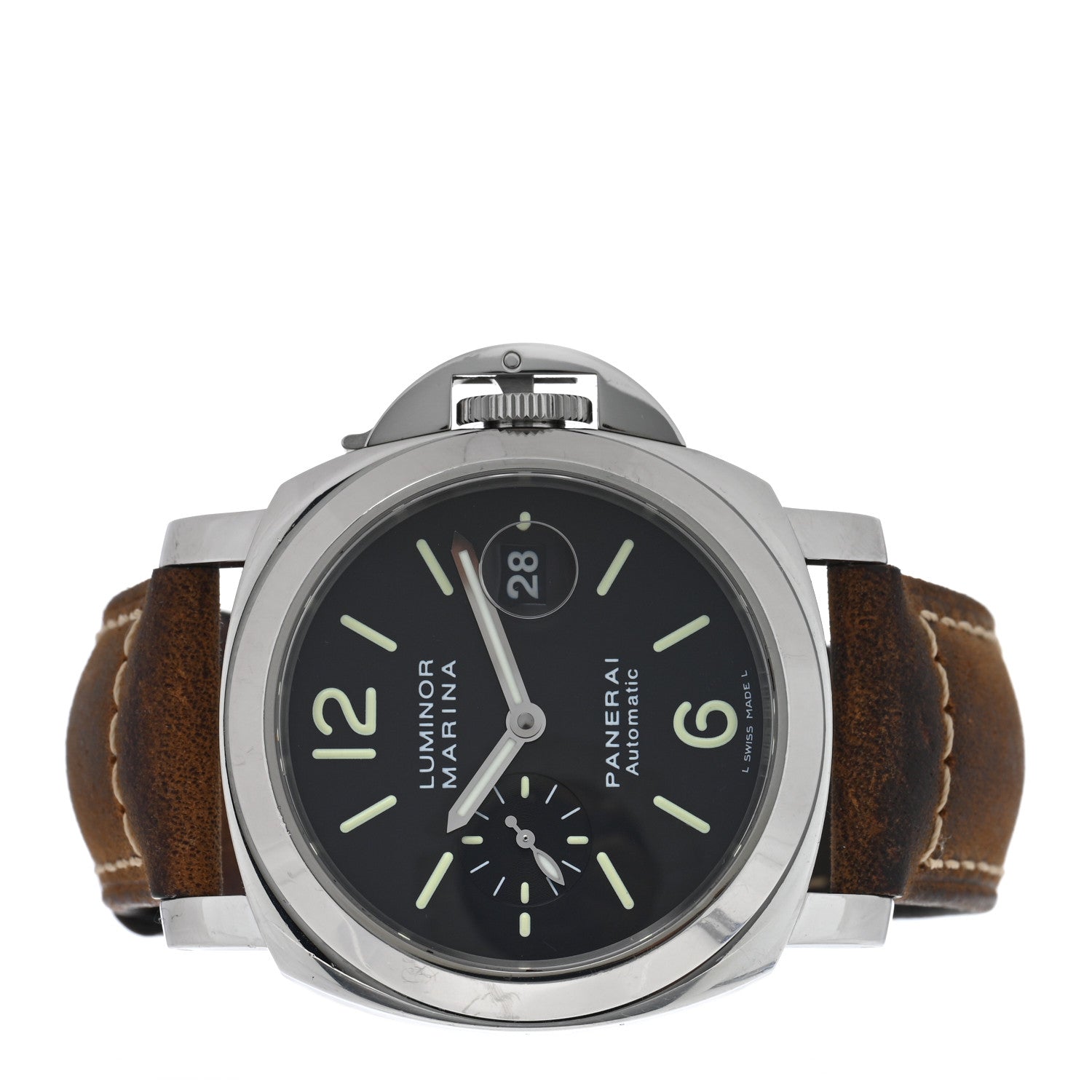 Panerai Stainless Steel Calfskin 43mm Luminor Marina Automatic Watch Black PAM00104 2 of 4