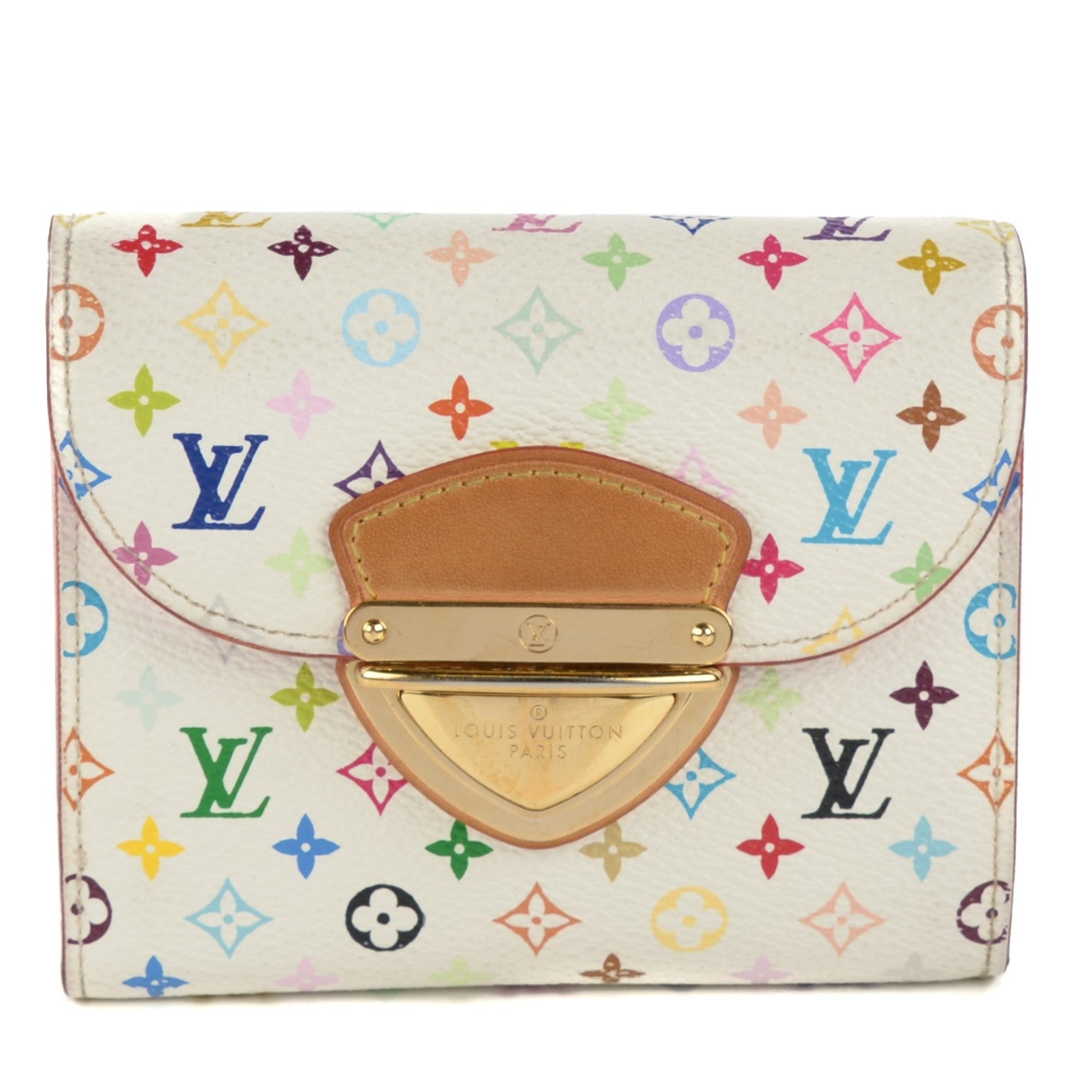 Louis Vuitton Monogram Multicolor Joey Wallet White Litchi 1 of 7