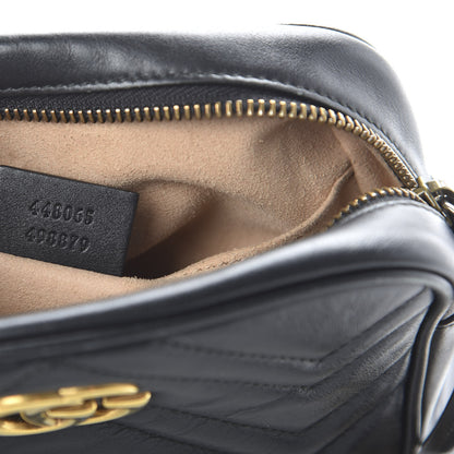 Gucci Calfskin Matelasse Mini GG Marmont Chain Shoulder Bag Black 9 of 10