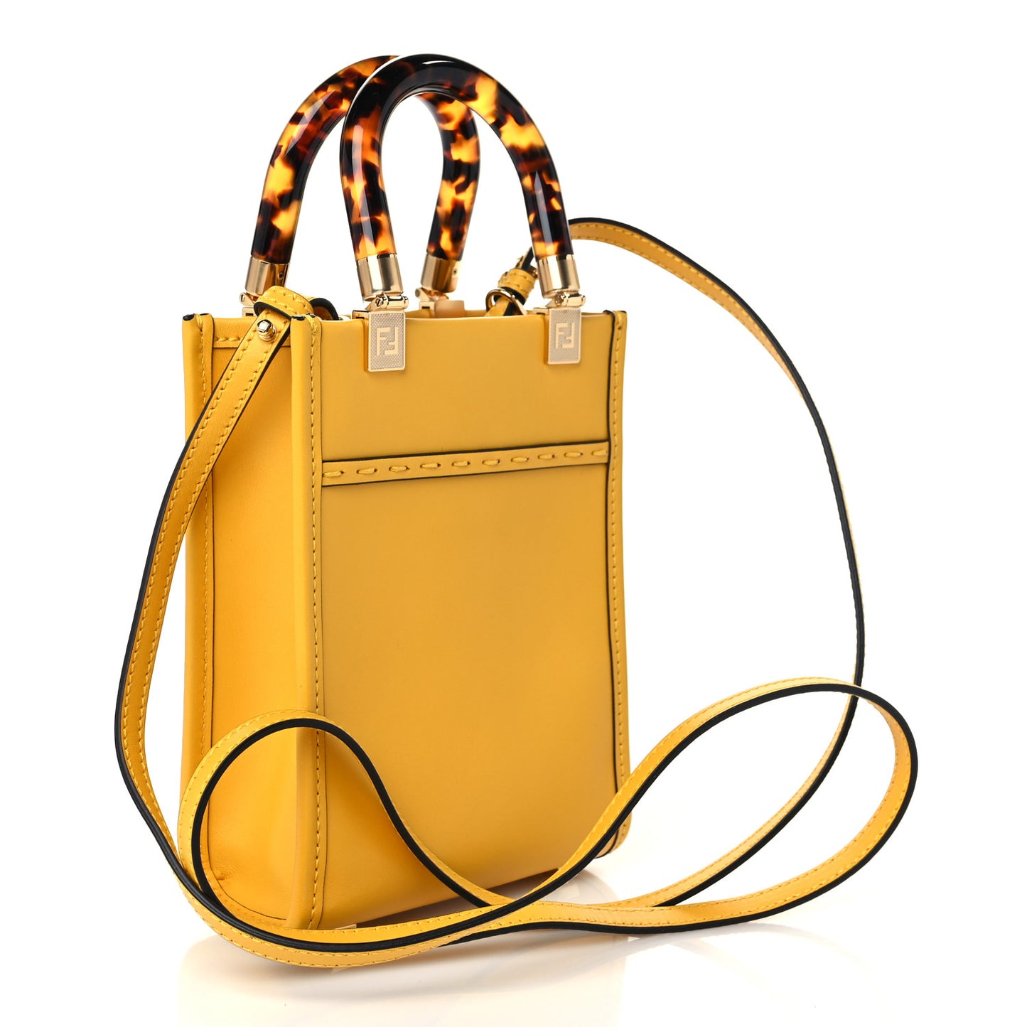 Vitello King Plexiglass Logo Embossed Mini Fendi Sunshine Shopper Tote Mimosa