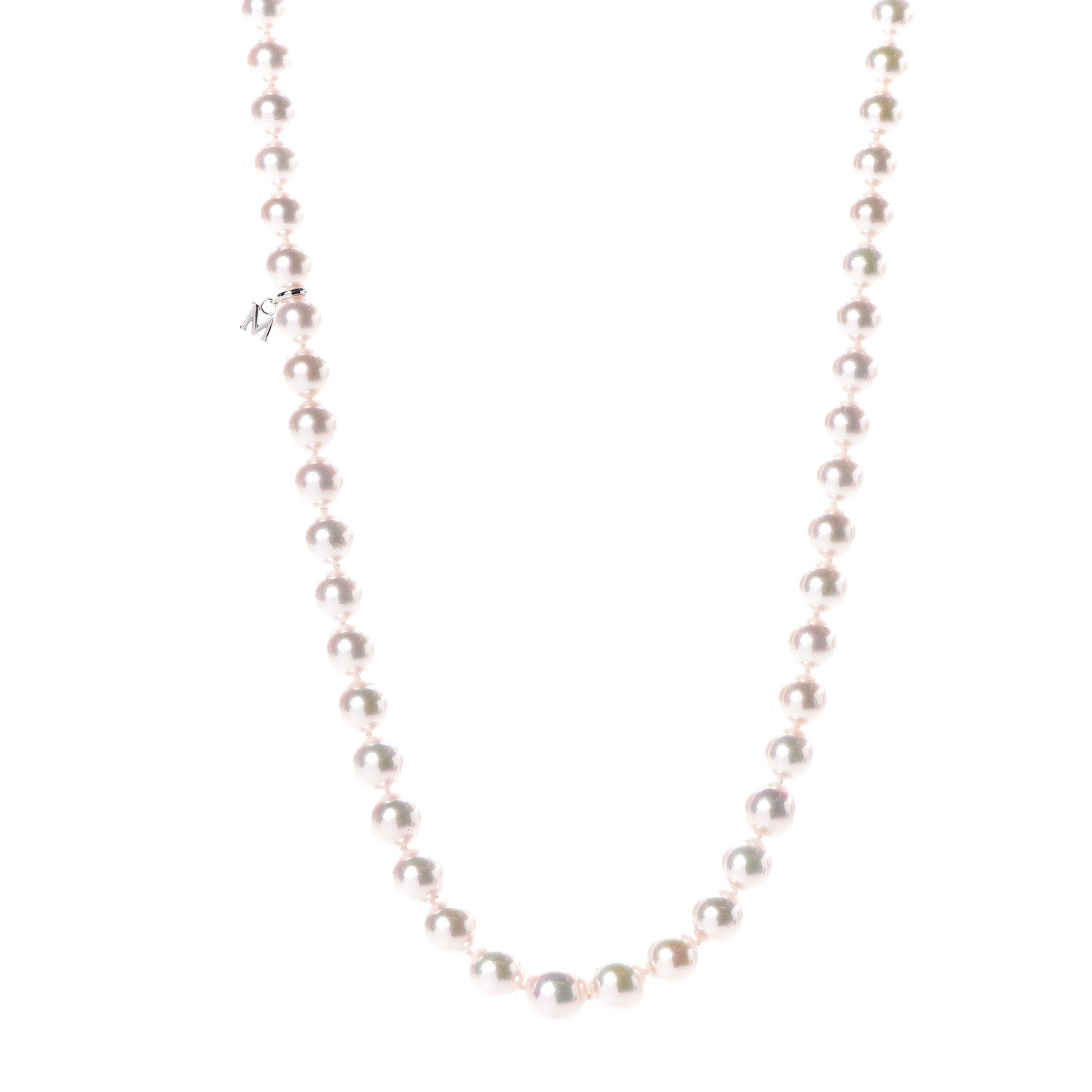 Mikimoto 18K White Gold Akoya Pearl 7.5-9.5mm "M" Strand Graduated Necklace 18 1 of 6