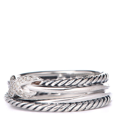 David Yurman Sterling Silver Diamond X Crossover Ring 54 6.75 3 of 5