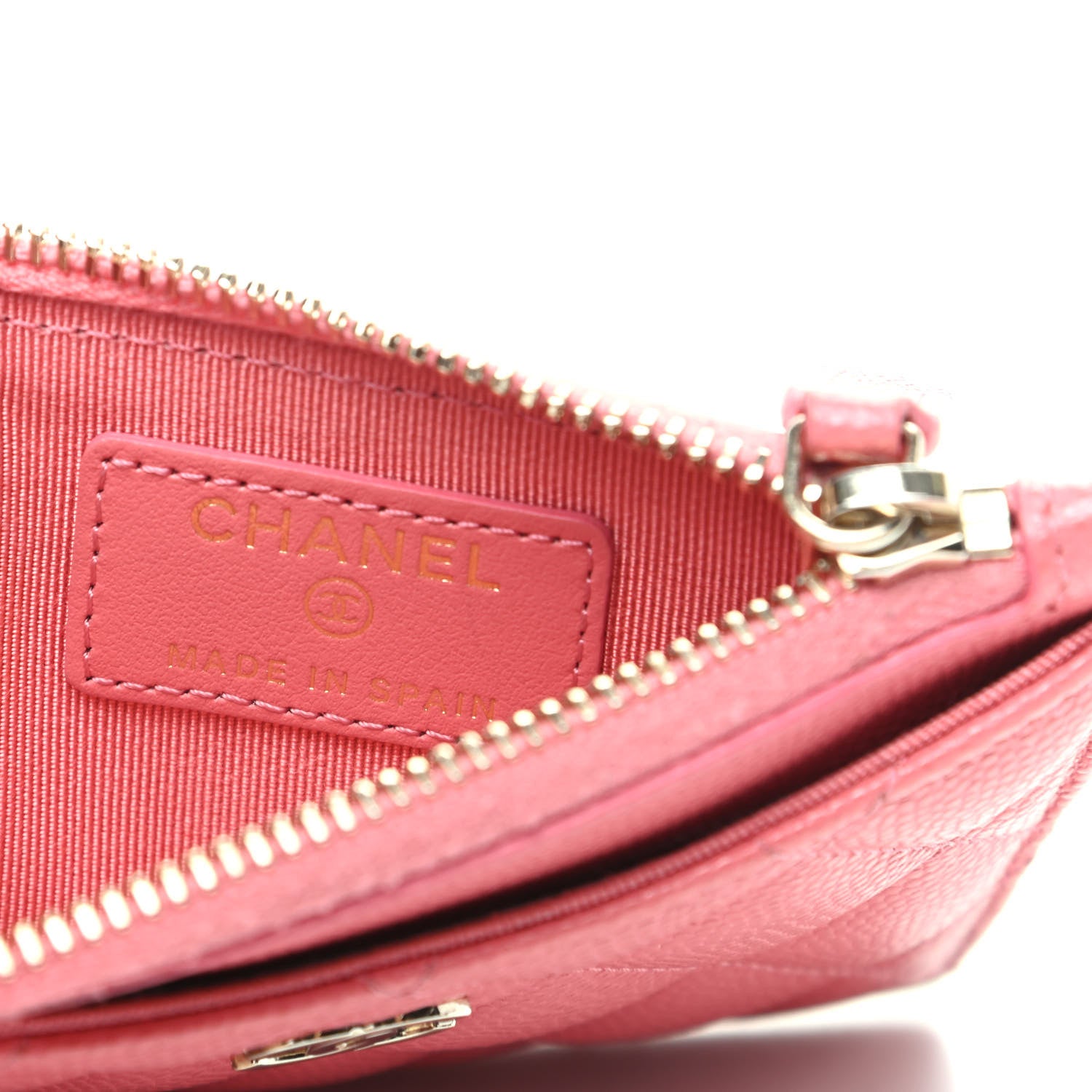 Chanel Caviar Quilted CC Zip Card Holder Pink 6 of 8